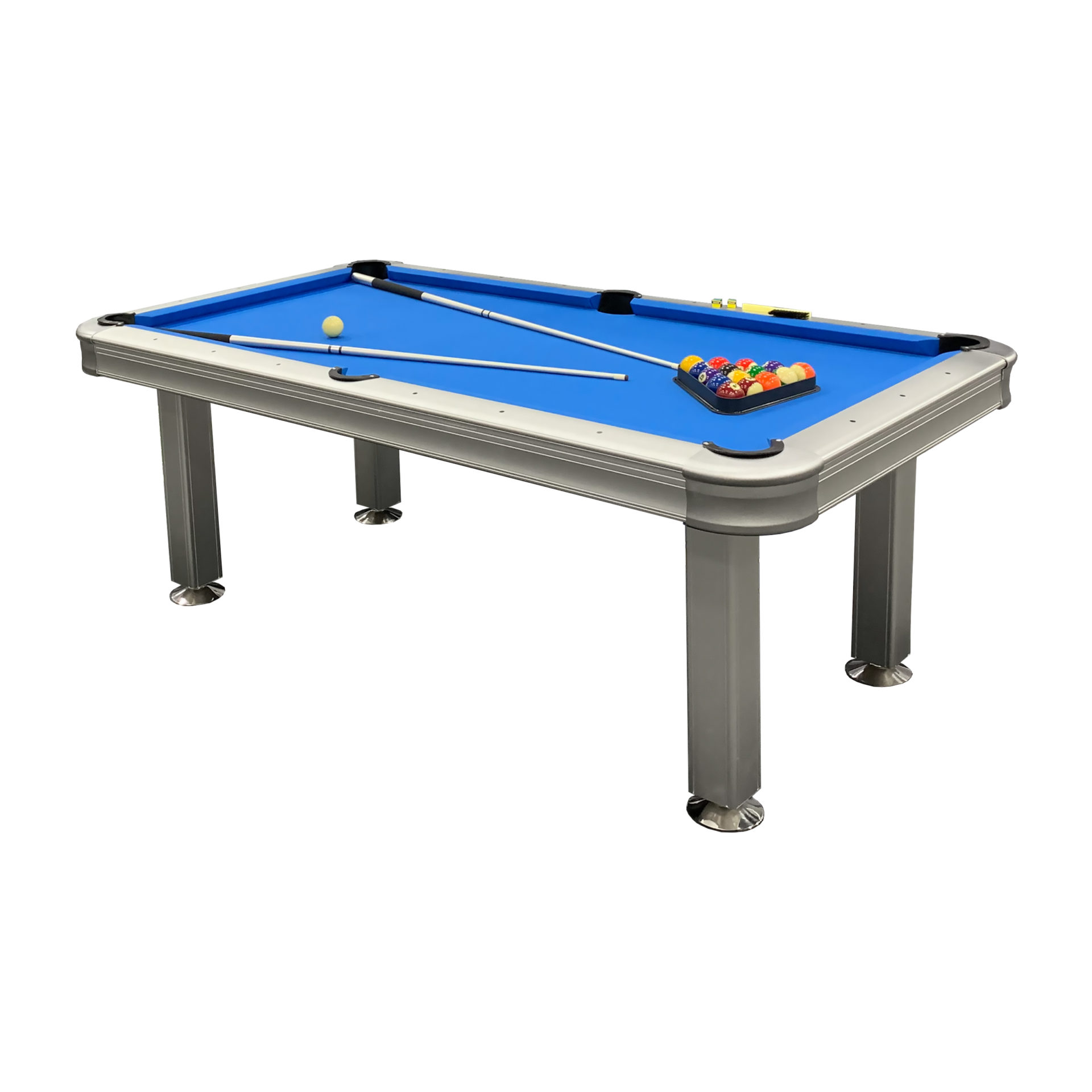 Silver 7' & 8' Outdoor Pool Table - Click Image to Close